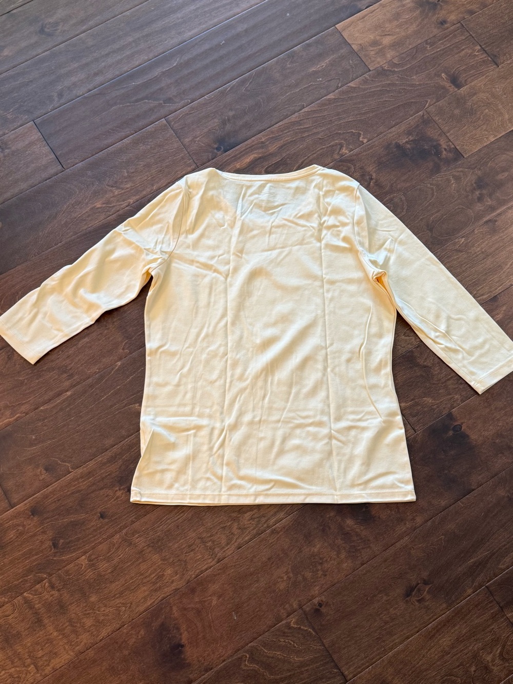 L.L.Bean Women’s Medium Supima Cotton 3/4 Sleeve Tee Butter Yellow NWOT